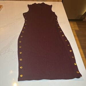 Purple button long dress